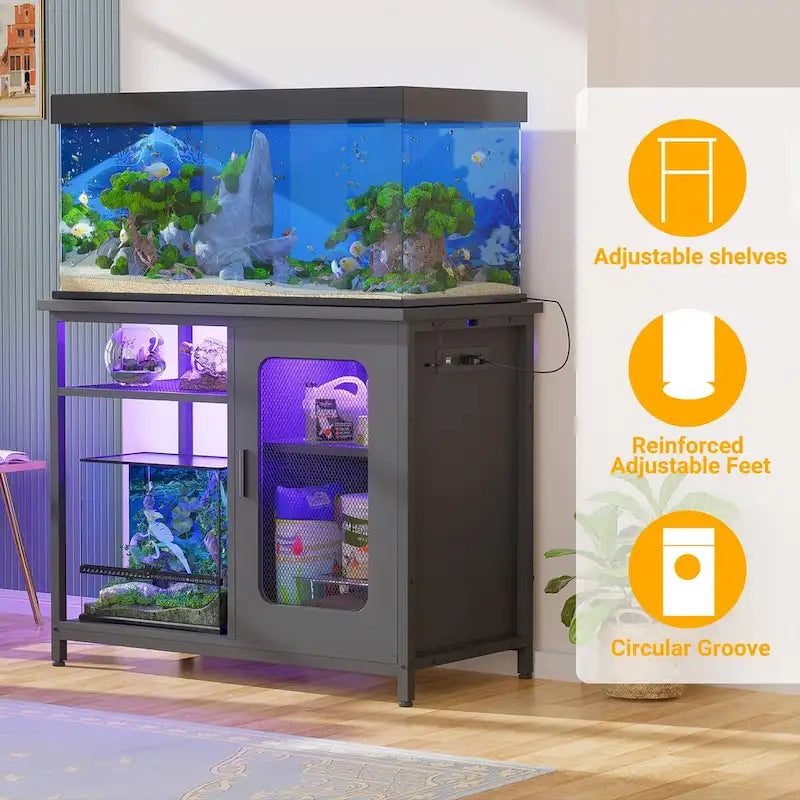 Supporto per acquario da 75-110 litri con prese di corrente e luce a LED