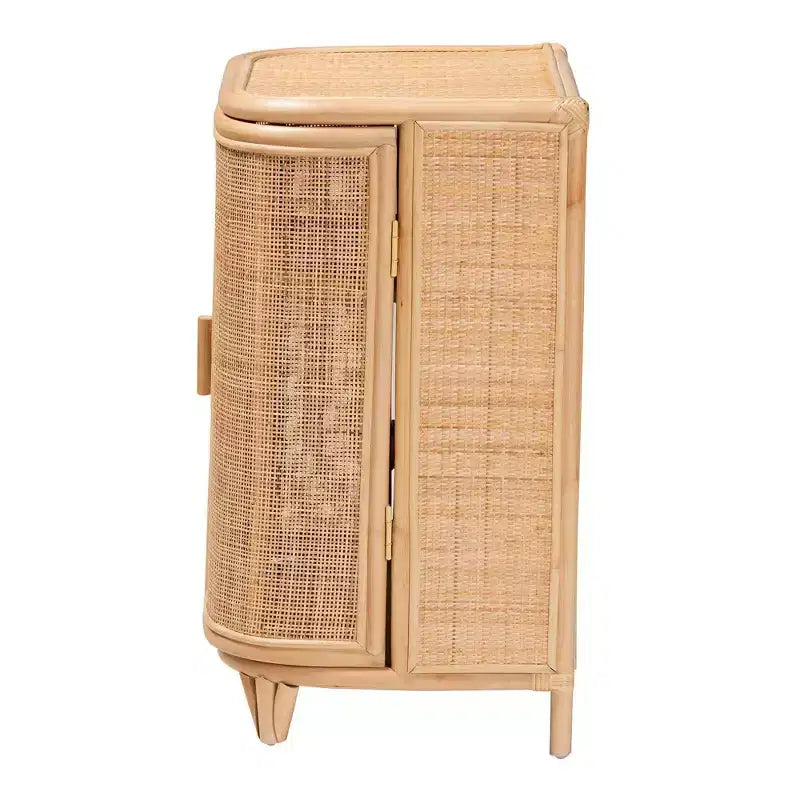 bali & pari Yanka Meuble de Rangement en Rotin Naturel: Fait à la Main, 2 Étagères, Design Bohème