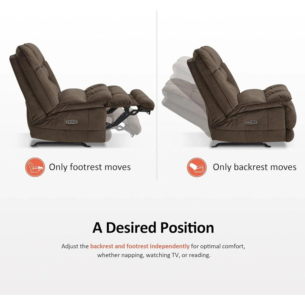 MCombo Poltrona Reclinabile Basculante Elettrica Oversize senza Braccioli con Doppio Motore, Reclinabile Zeroarms Perfetta per Soggiorno in Tessuto PR607