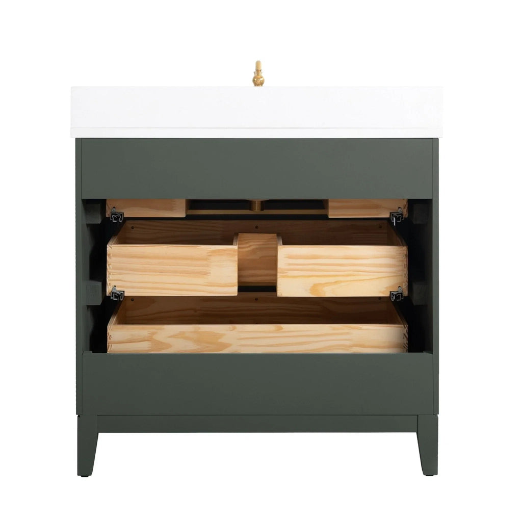 Mobile da Bagno Vanity Art con Lavabo in Ceramica e Top in Marmo Ricomposto