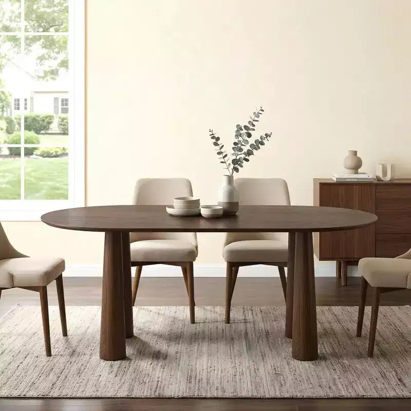 Tavolo da pranzo ovale in legno Dovelina 67 con 4 gambe, tavolo da cucina moderno per 6 persone