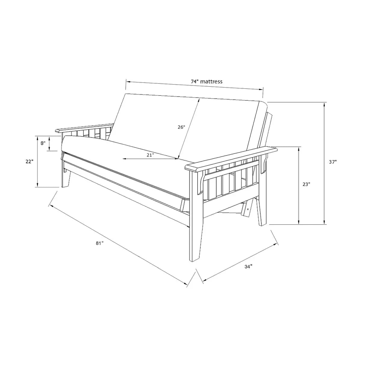 Set Futon Noce Rustico Full-size con Materasso