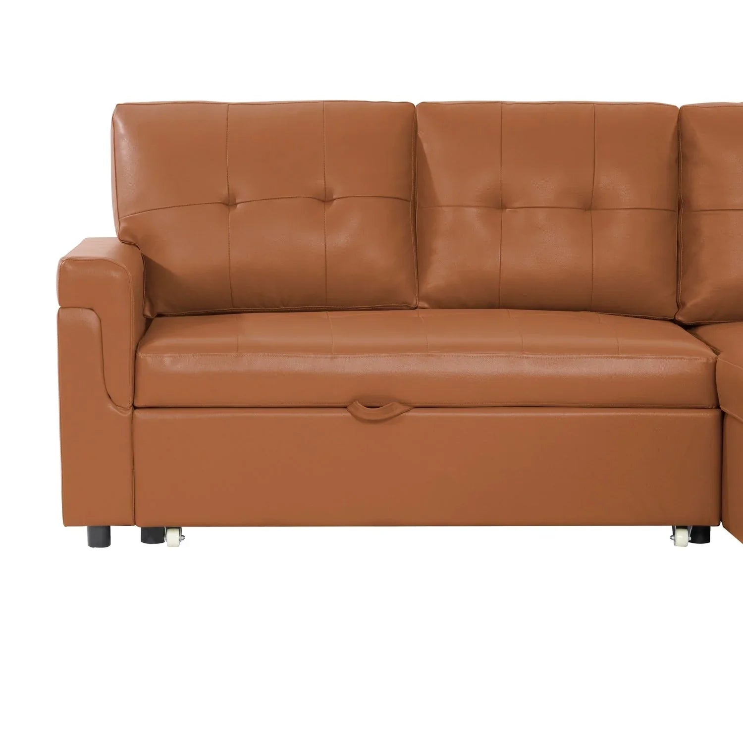 Divano componibile convertibile reversibile con letto estraibile, chaise longue con contenitore nascosto e gambe durevoli