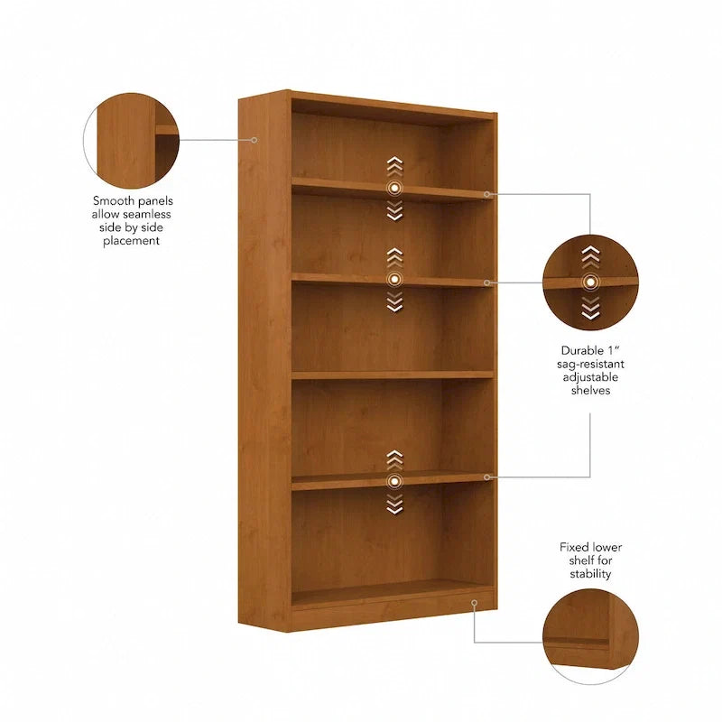 Libreria a 5 ripiani alta universale di Bush Furniture