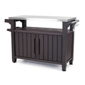 Carrello da bar per feste all'aperto con ruote, contenitore e ripiano portaoggetti, marrone scuro - 35,4 A x 48,7 L x 20,4 P