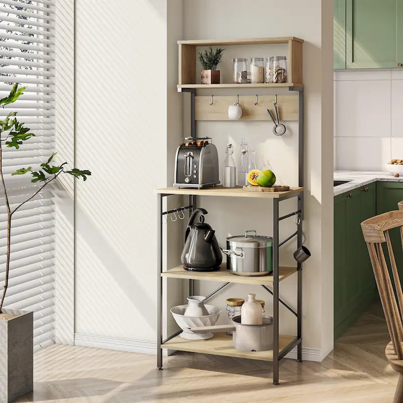 Scaffale da cucina per fornaio da 60 pollici con credenza 8 ganci laterali