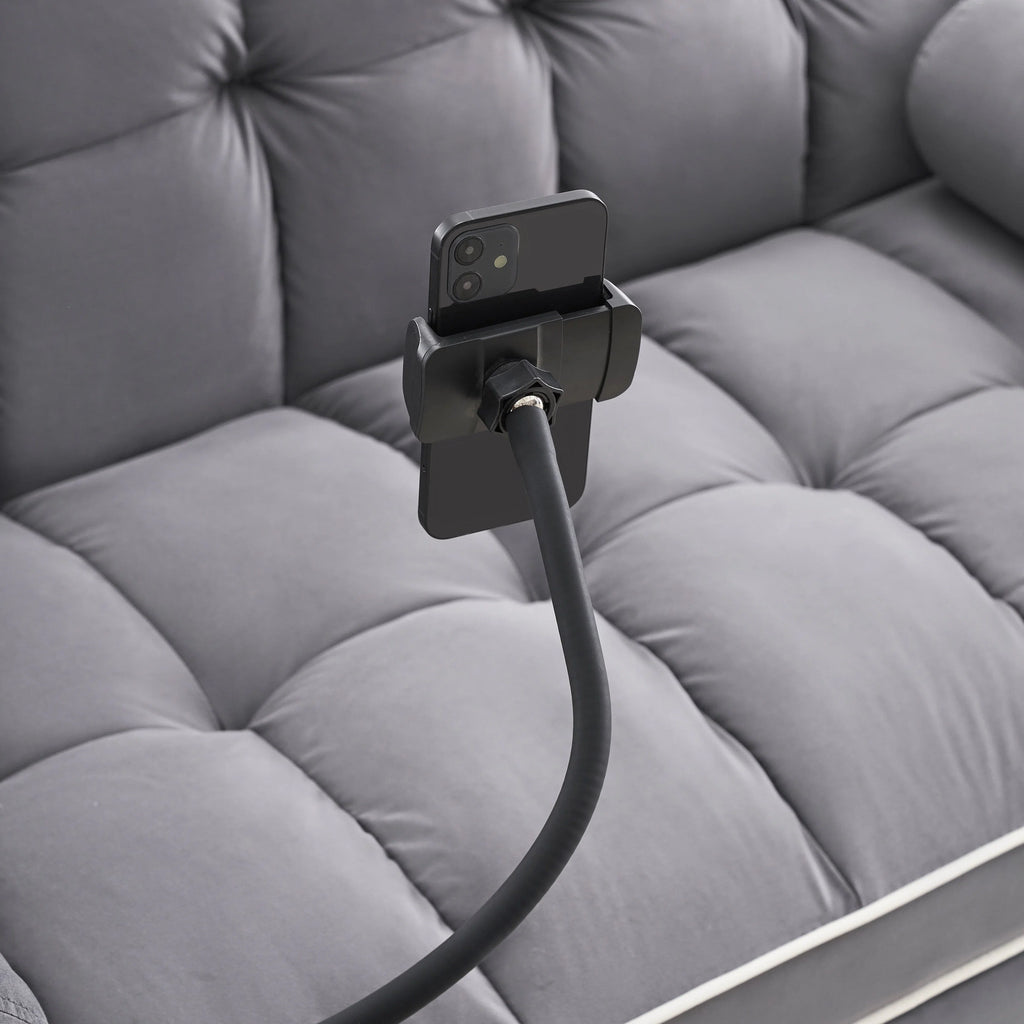 Divano letto trasformabile a 2 posti in velluto da 140 cm con letto estraibile, reclinabile, tasche laterali e supporto per telefono