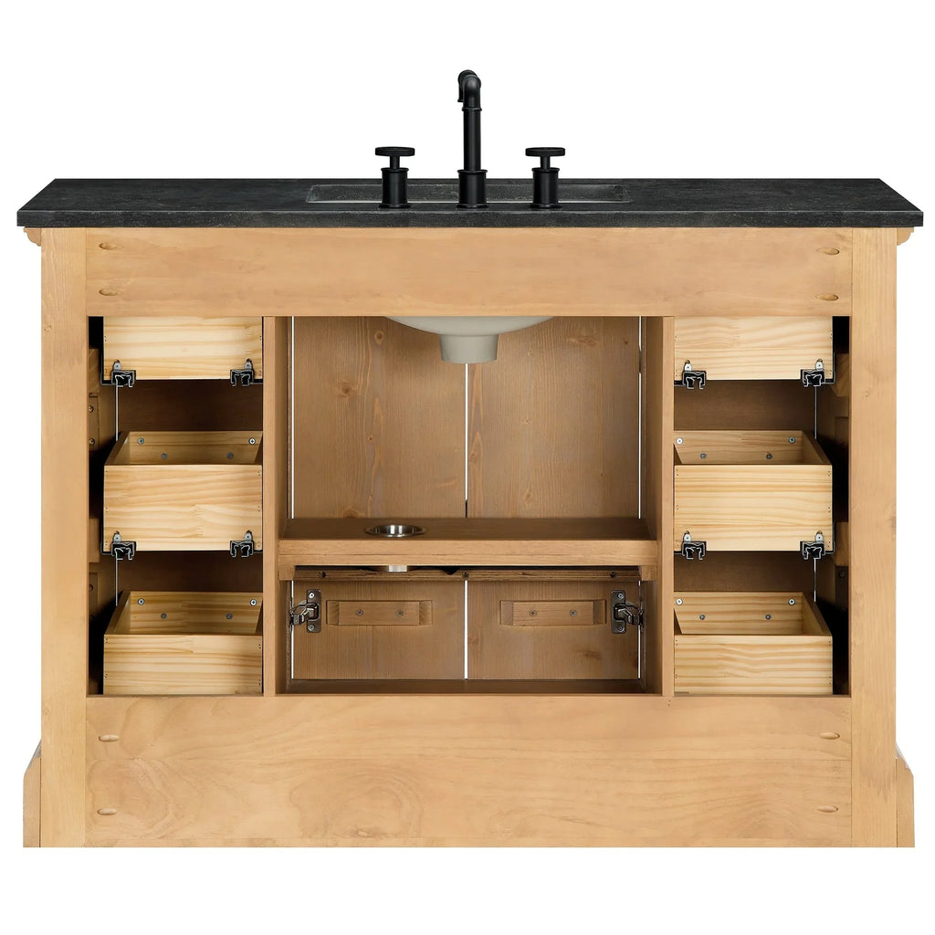 Mobile bagno Hervas con top in marmo naturale senza specchio