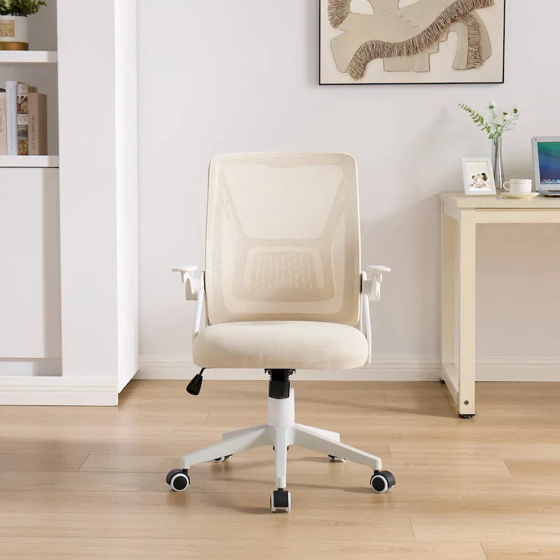 Javlergo Sedia da Ufficio Girevole a Schienale Medio con Supporto Lombare, Sedia da Scrivania Ergonomica da Computer in Rete con Braccioli