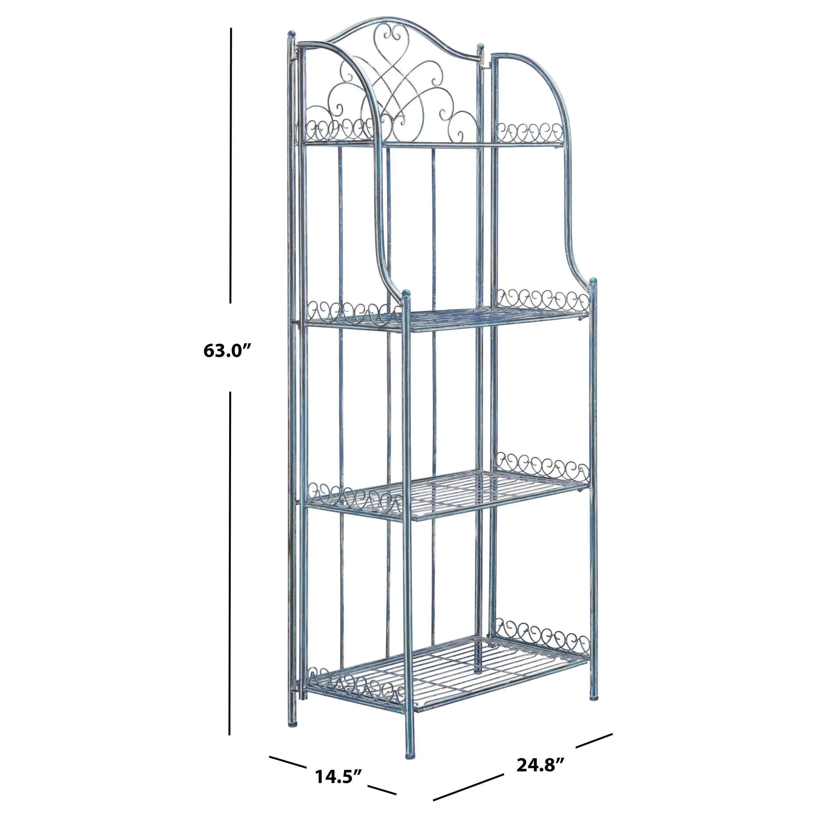 SAFAVIEH Bryn Scaffale da panettiere da esterno a 4 ripiani in ferro battuto vittoriano - 25 pollici L x 15 pollici P x 63 pollici H - 25 L x 15 P x 63 H