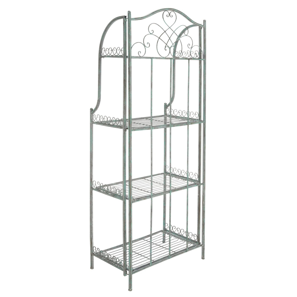 SAFAVIEH Bryn Scaffale da panettiere da esterno a 4 ripiani in ferro battuto vittoriano - 25 pollici L x 15 pollici P x 63 pollici H - 25 L x 15 P x 63 H