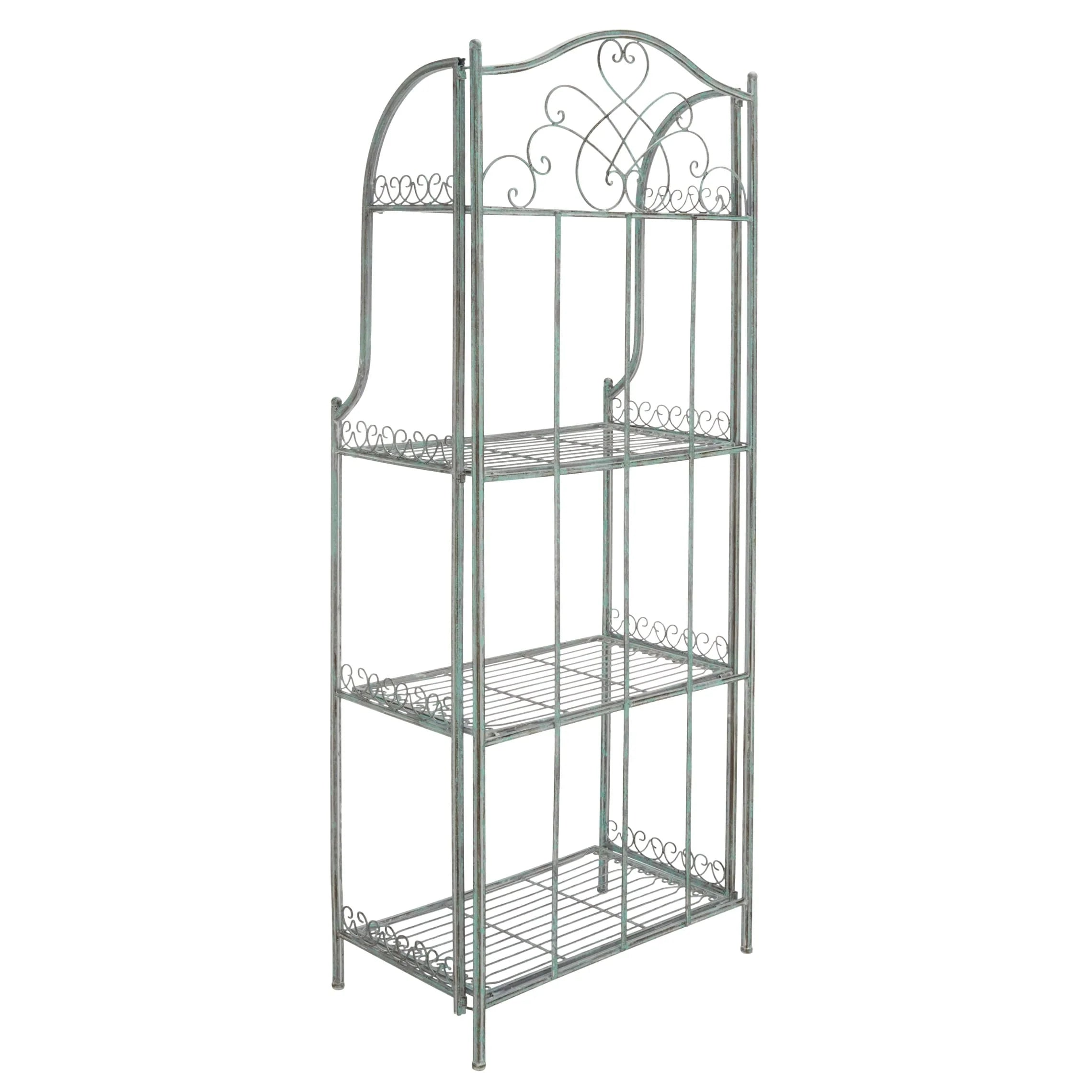 SAFAVIEH Bryn Scaffale da panettiere da esterno a 4 ripiani in ferro battuto vittoriano - 25 pollici L x 15 pollici P x 63 pollici H - 25 L x 15 P x 63 H
