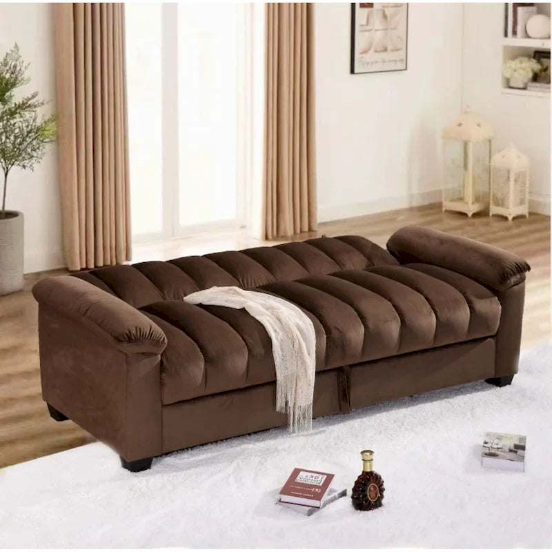 Divano letto convertibile in velluto da 82,7" con 2 cuscini