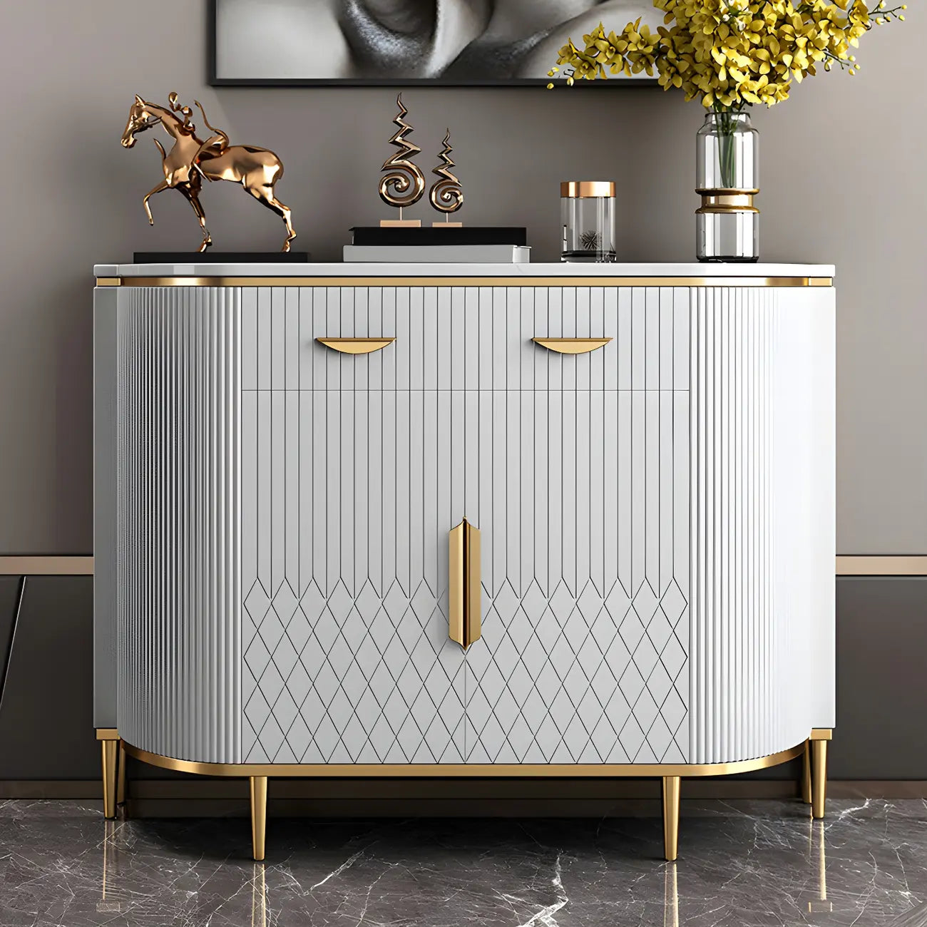 Madia Glam Marble in Grigio con Contenitore