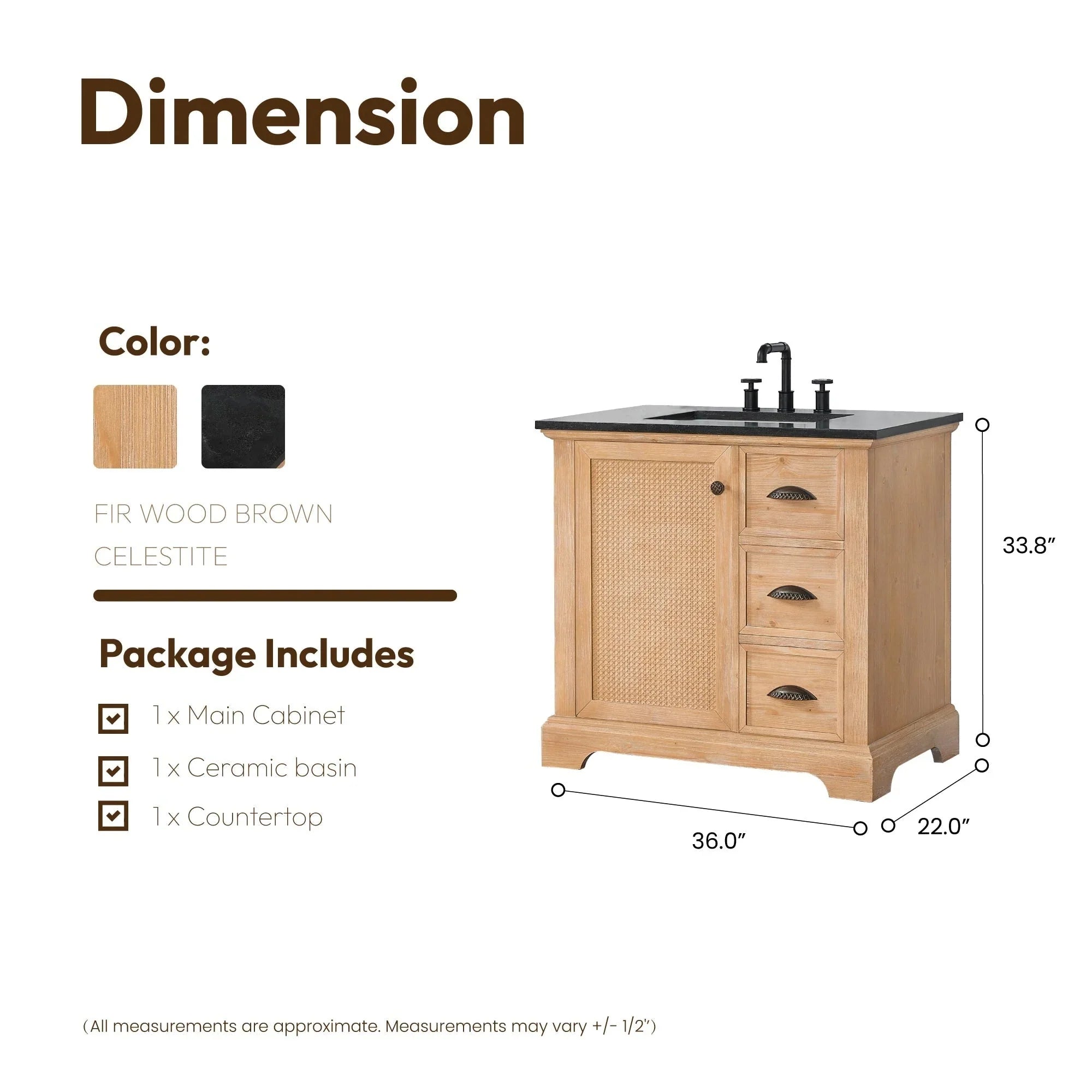 Mobile bagno Hervas con top in marmo naturale senza specchio