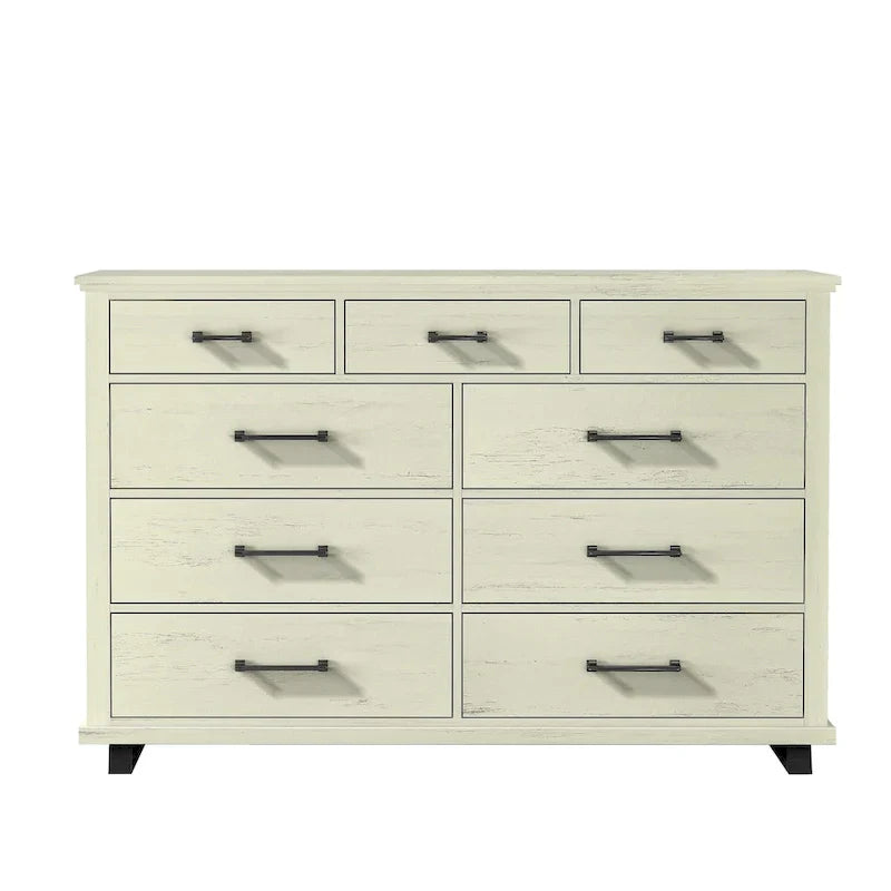 Set camera da letto 4 pezzi stile rustico - 2 comodini, 1 cassettone e 1 comò