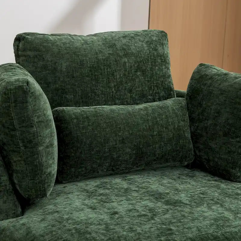 Poltrona girevole imbottita 42.3W con 4 cuscini e pouf contenitore a mezzaluna
