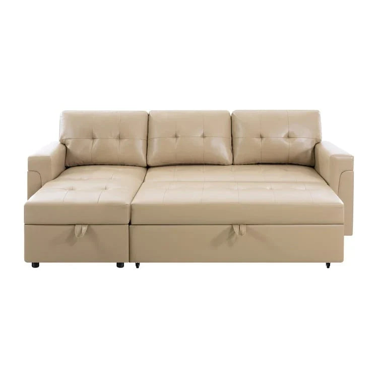 Divano componibile convertibile reversibile con letto estraibile, chaise longue con contenitore nascosto e gambe durevoli