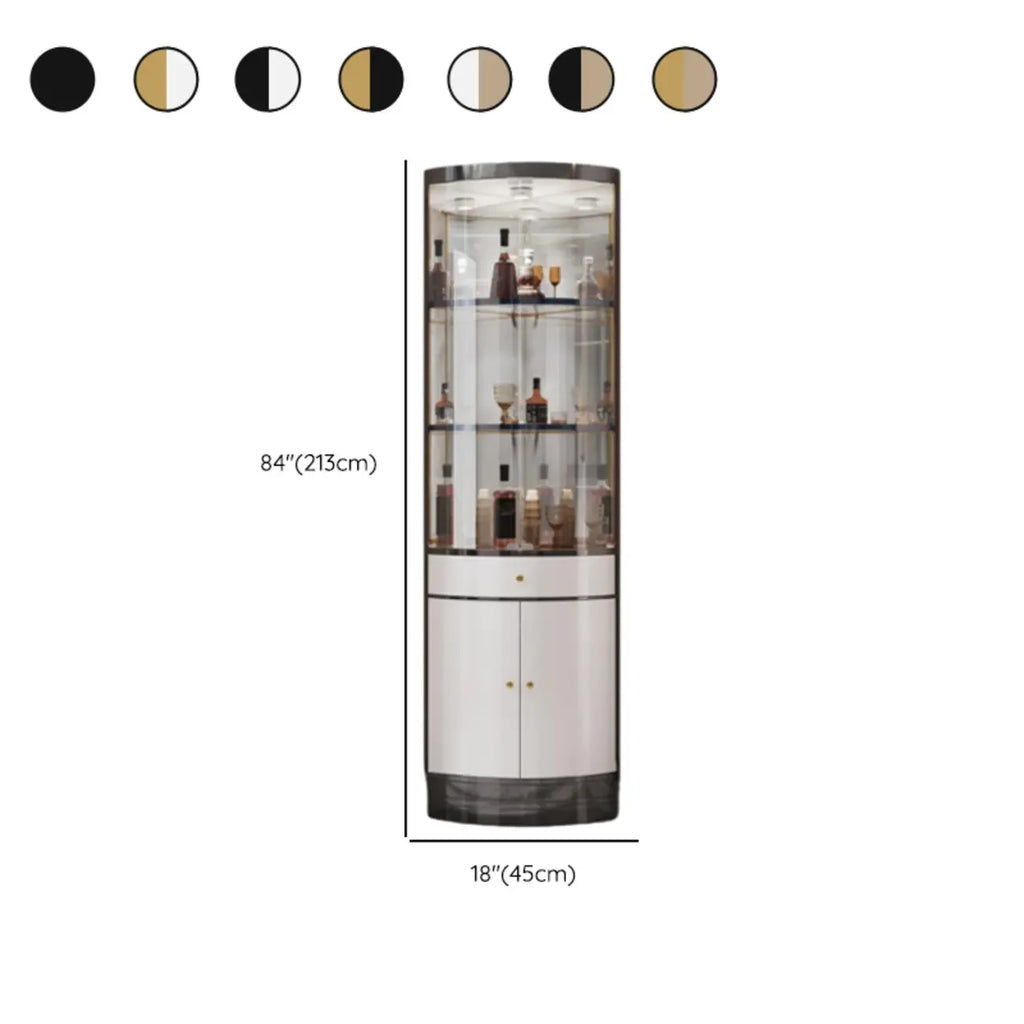 Mobile Bar Angolare con Scaffali Multipli in Vetro e Metallo per Esposizione