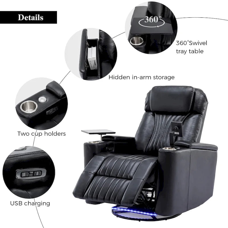 Poltrona reclinabile girevole a 270° multifunzione per home theater
