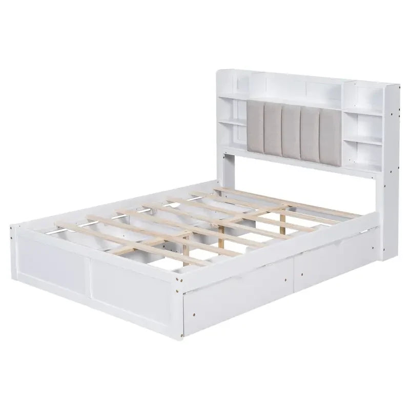 Struttura letto con 4 cassetti contenitore portatili sotto il letto