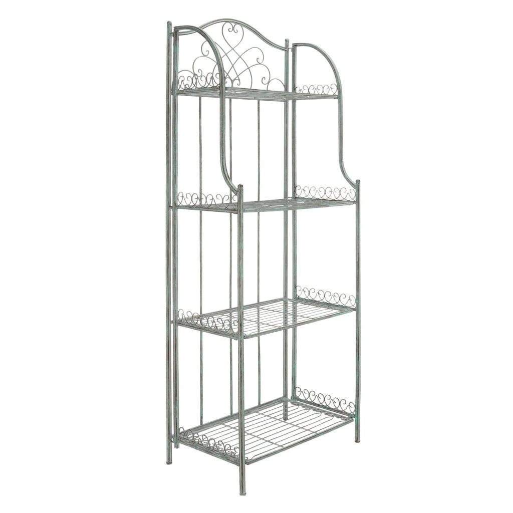 SAFAVIEH Bryn Scaffale da panettiere da esterno a 4 ripiani in ferro battuto vittoriano - 25 pollici L x 15 pollici P x 63 pollici H - 25 L x 15 P x 63 H