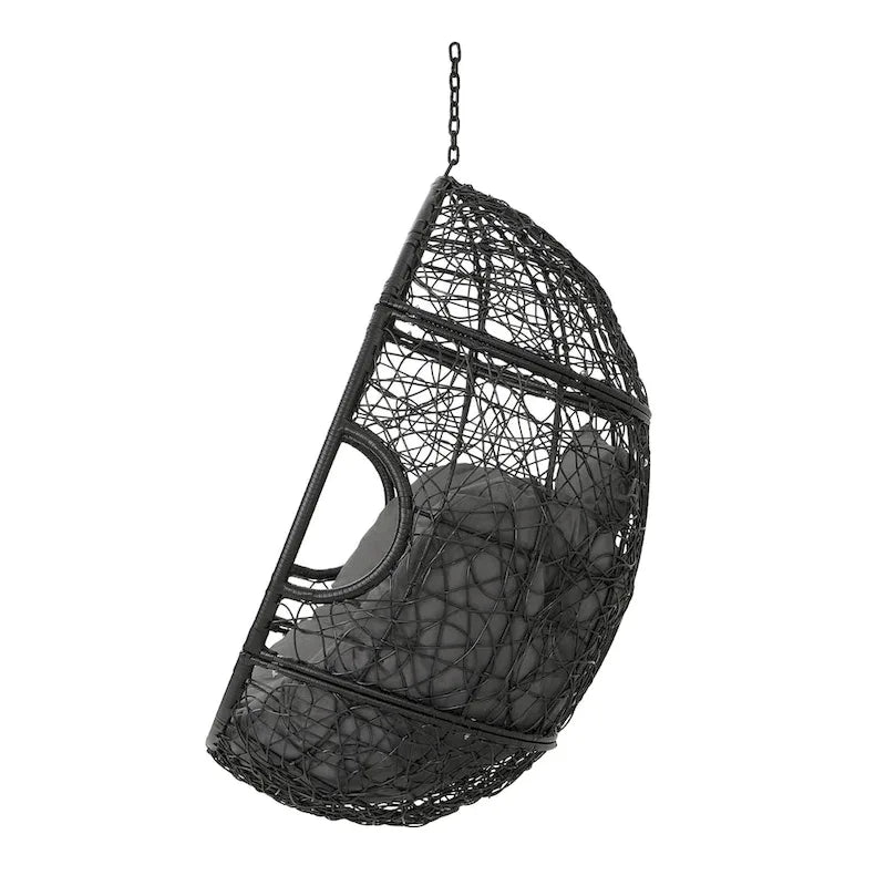 Sedia a cesto sospesa in vimini da esterno impermeabile con cuscini, sedile amaca - capacità 136 kg