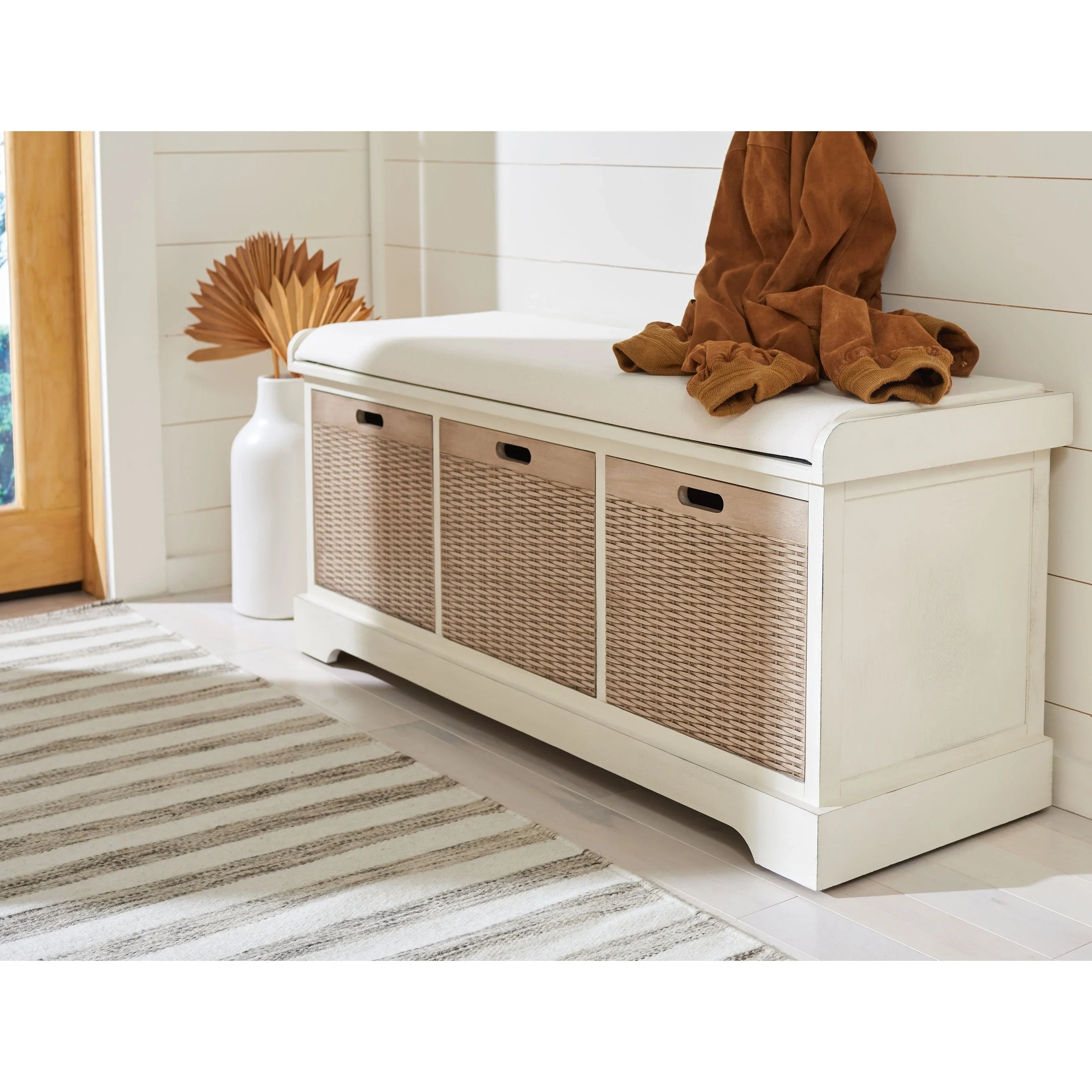 SAFAVIEH Fiorello Panca Contenitore a 3 Cassetti con Cuscino - 47,3 L x 15 P x 19 A - 47Lx15Px19A