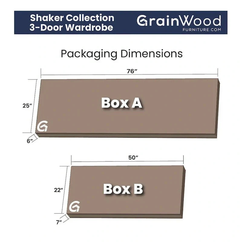 Armadio Grain Wood Furniture Shaker Wood a 3 ante - 60x72x22
