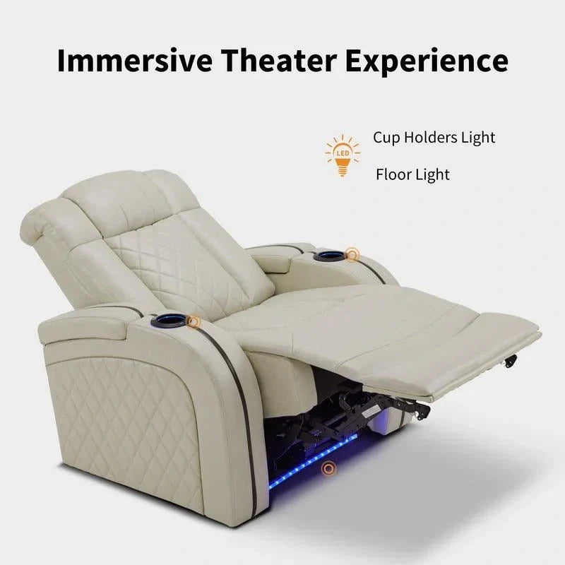 Poltrona reclinabile MCombo con poggiatesta regolabile, sedile home theater a doppio motore con porta USB, pelle traspirante HTS411