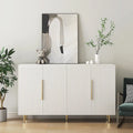 Credenza a buffet con ante decorative scanalate, Credenza in legno con maniglie in metallo, Mobile contenitore con ripiani regolabili