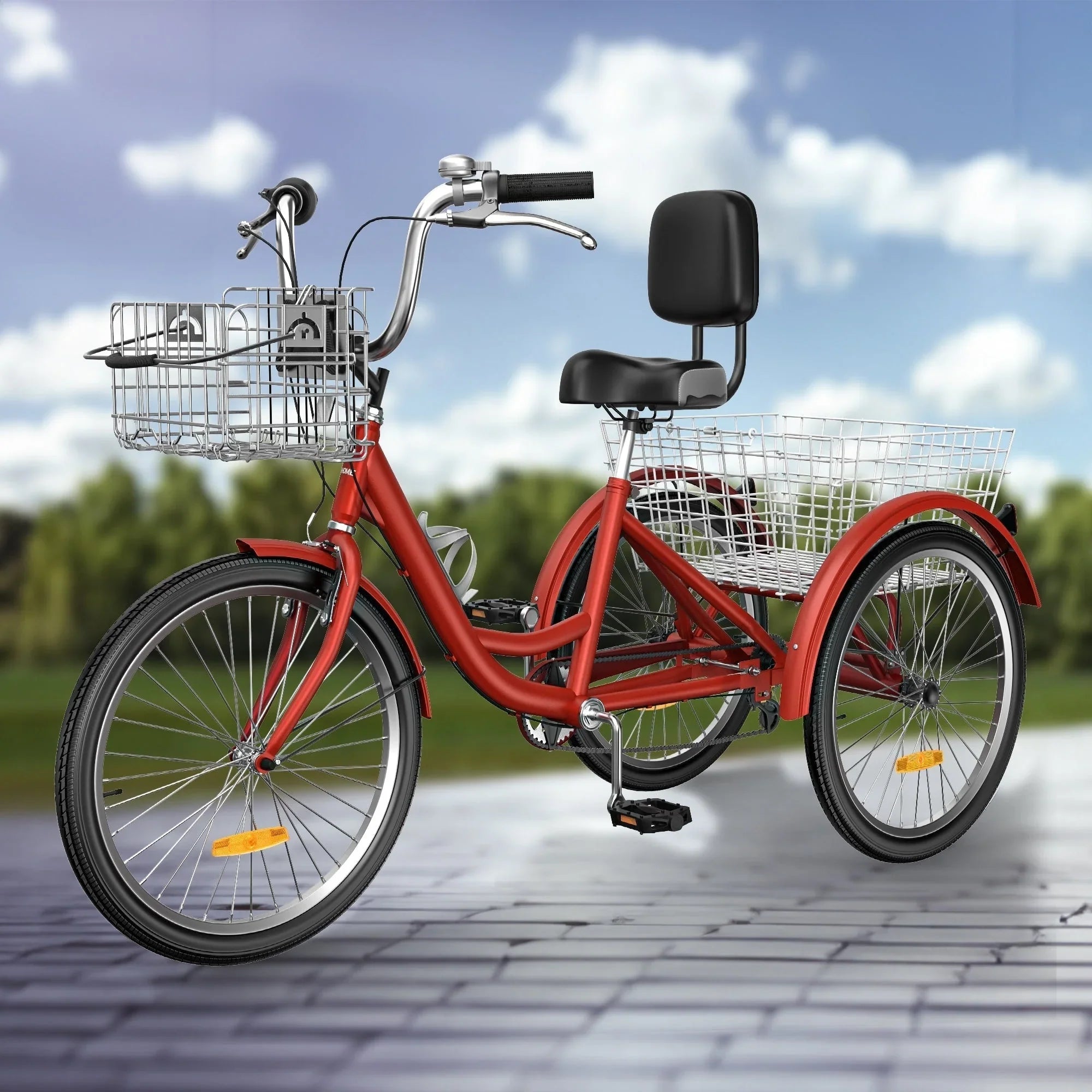 26 Triciclo per adulti Bici a 3 ruote Triciclo a 7 velocità
