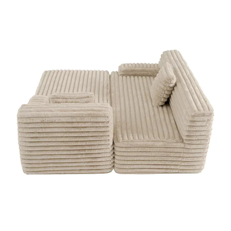 Divano componibile Cloud, divano moderno imbottito con 2 cuscini decorativi, divano combinabile liberamente, divano componibile a L