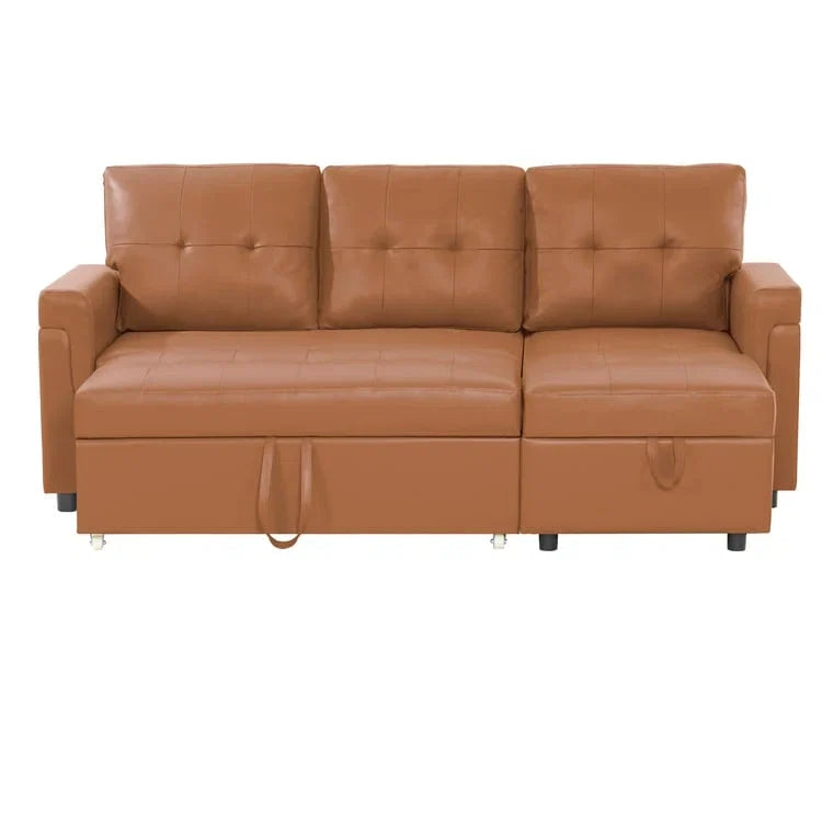 Divano sezionale reversibile con letto estraibile, chaise longue con contenitore nascosto, gambe durevoli,