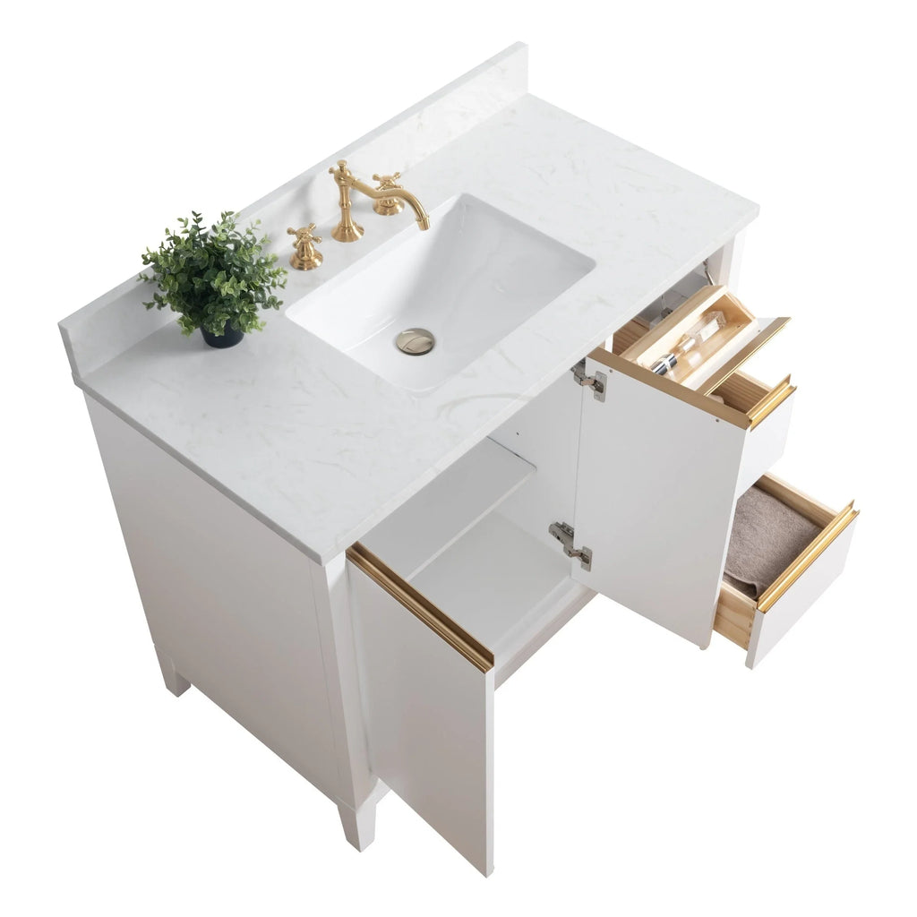 Mobile da Bagno Vanity Art con Lavabo in Ceramica e Top in Marmo Ricomposto