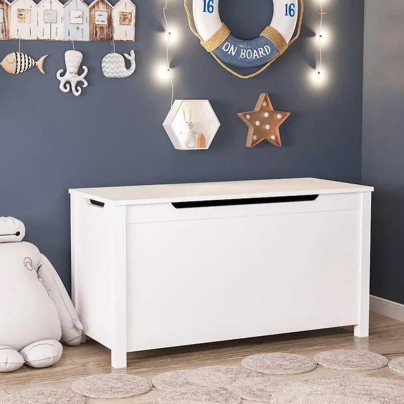 Contenitore portagiochi in legno per bambini con coperchio incernierato di sicurezza, per bambini dai 3 anni in su