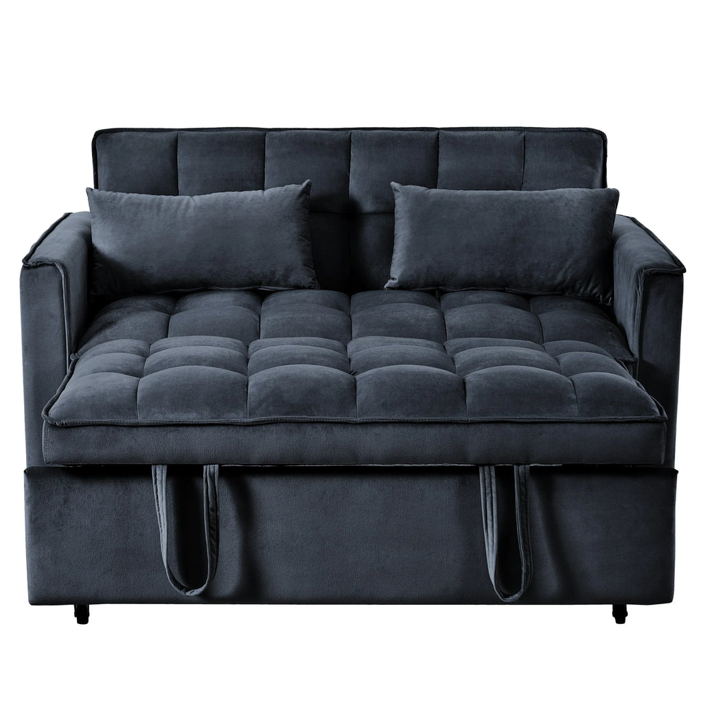 Moderno divano letto estraibile, divano letto 3-in-1 con schienale regolabile, divanetto in velluto, cuscini e tasche laterali