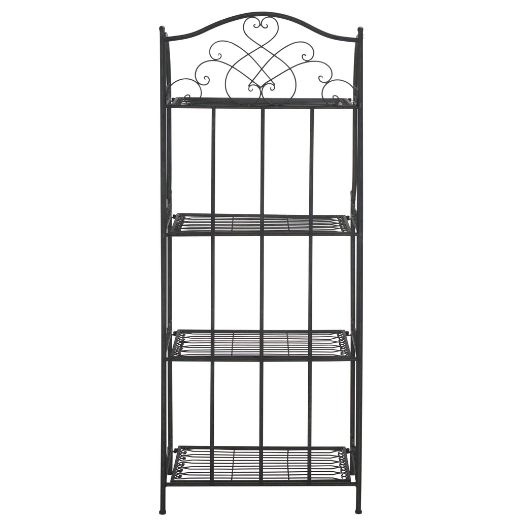 SAFAVIEH Bryn Scaffale da panettiere da esterno a 4 ripiani in ferro battuto vittoriano - 25 pollici L x 15 pollici P x 63 pollici H - 25 L x 15 P x 63 H