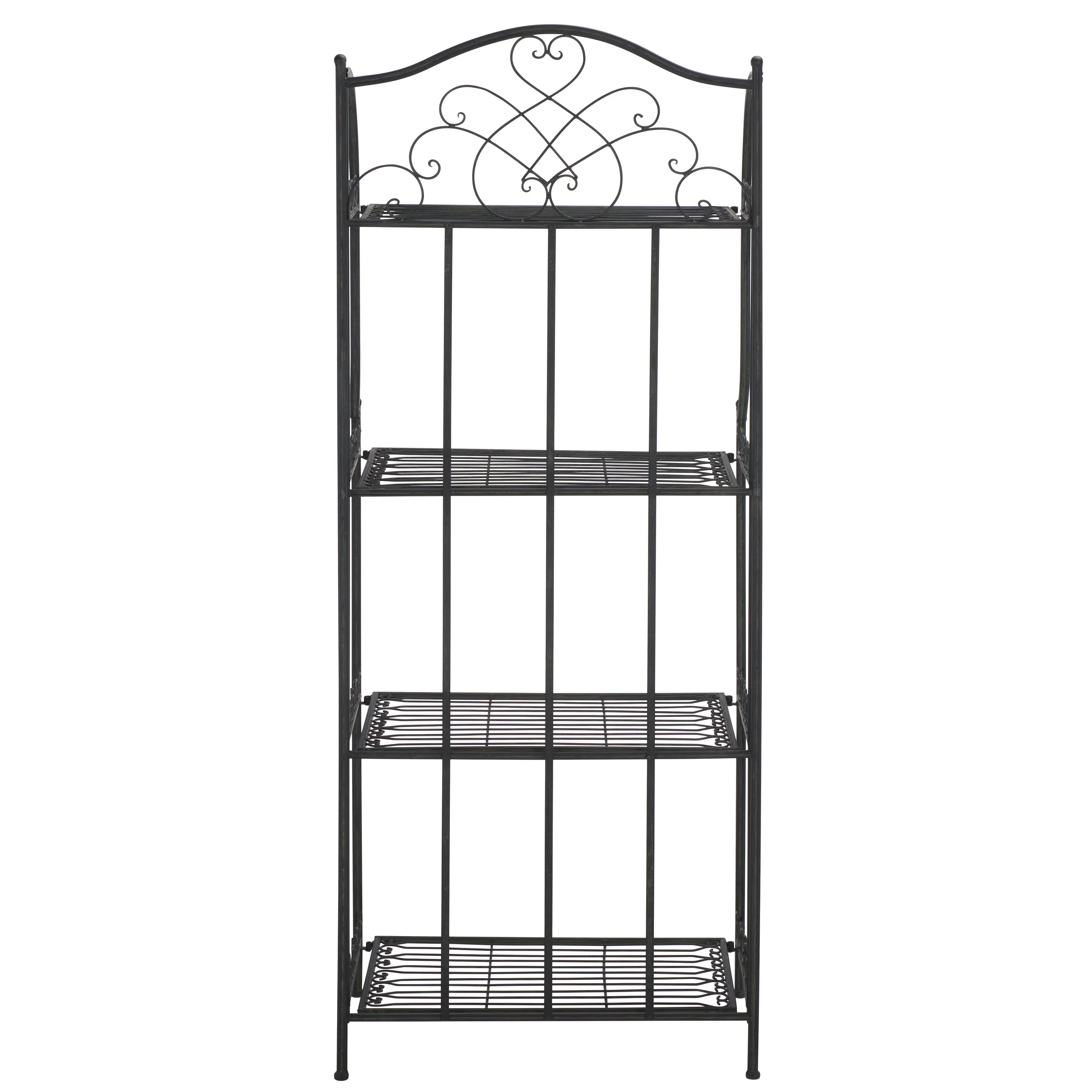 SAFAVIEH Bryn Scaffale da panettiere da esterno a 4 ripiani in ferro battuto vittoriano - 25 pollici L x 15 pollici P x 63 pollici H - 25 L x 15 P x 63 H