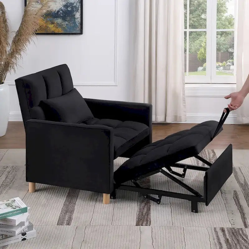 Divano letto 3 in 1 convertibile, poltrona e lettino, nero