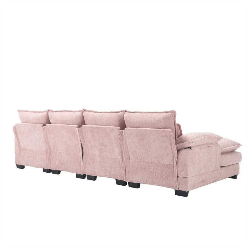 Divano componibile Cloud per soggiorno, divano a U moderno in ciniglia/bouclé, comodo divano letto modulare con doppia chaise longue