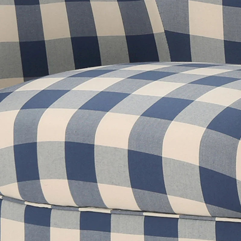 Poltrona imbottita schienale alto Modern Retro 30,25" con gambe in legno per soggiorno