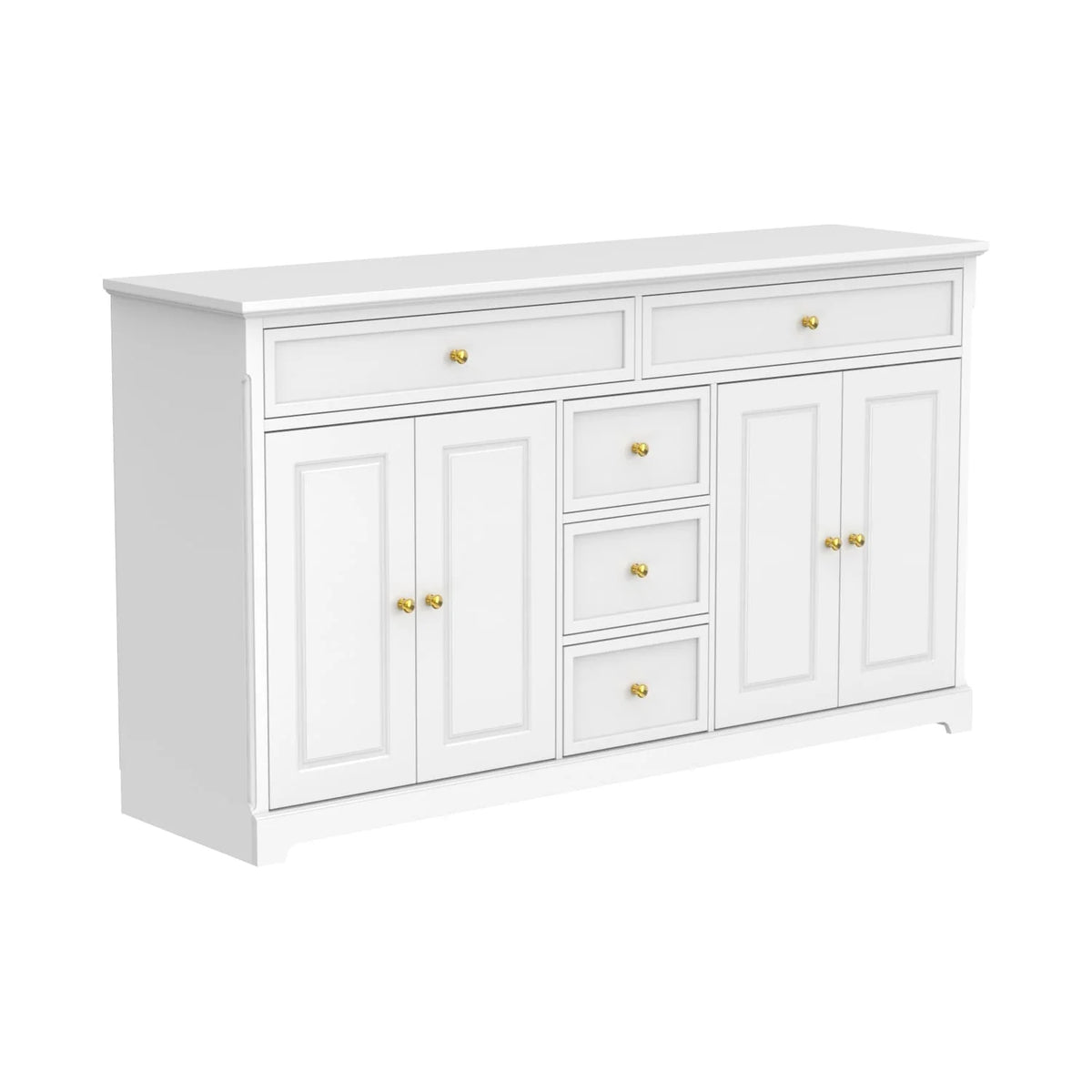 59.1'' Credenza Buffet Bianco Laccato Moderno Metà Secolo Contemporaneo