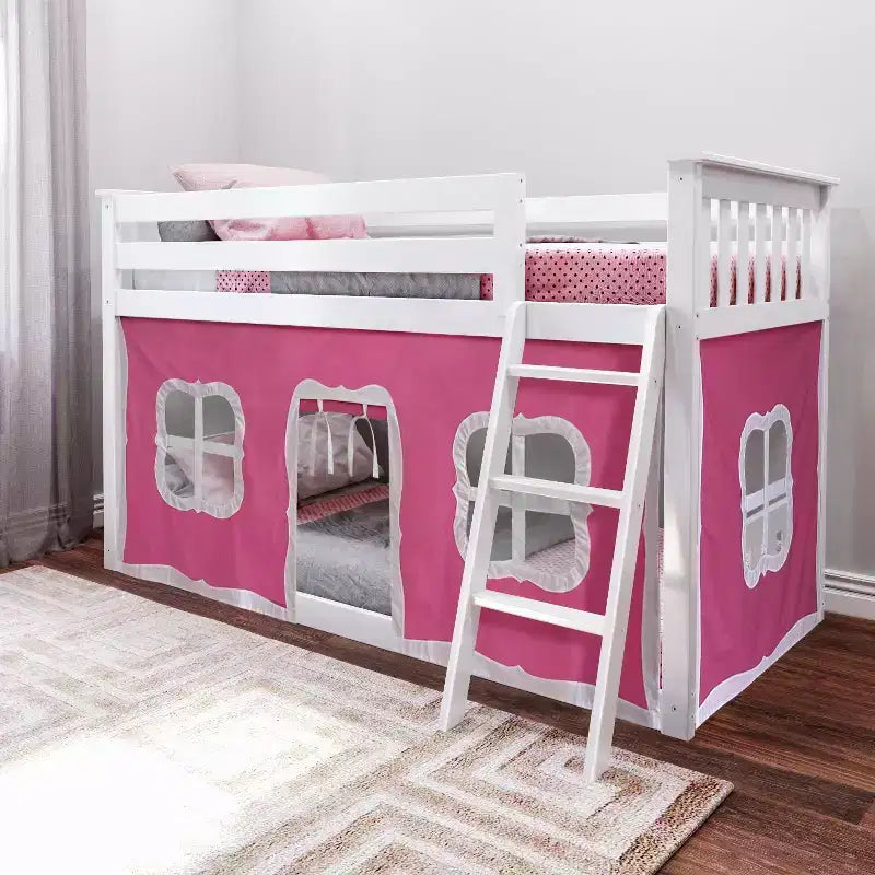Max & Lily Letto a castello basso singolo su singolo con tende
