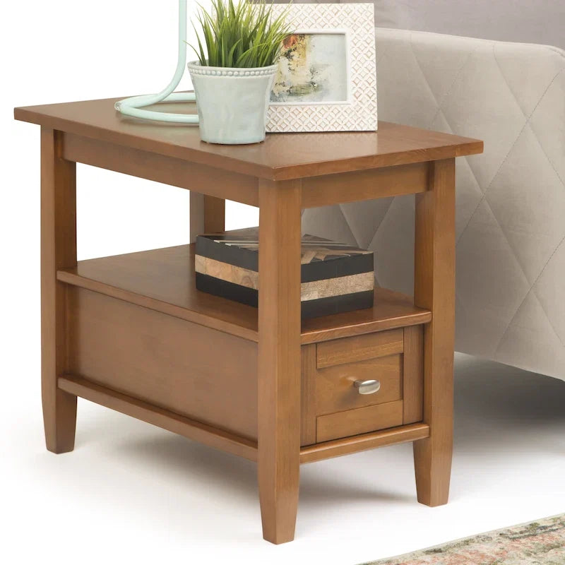 WYNDENHALL Norfolk Table d'appoint étroite de style transitionnel rectangulaire en bois massif, 35,5 cm de large – 35,5 cm de large