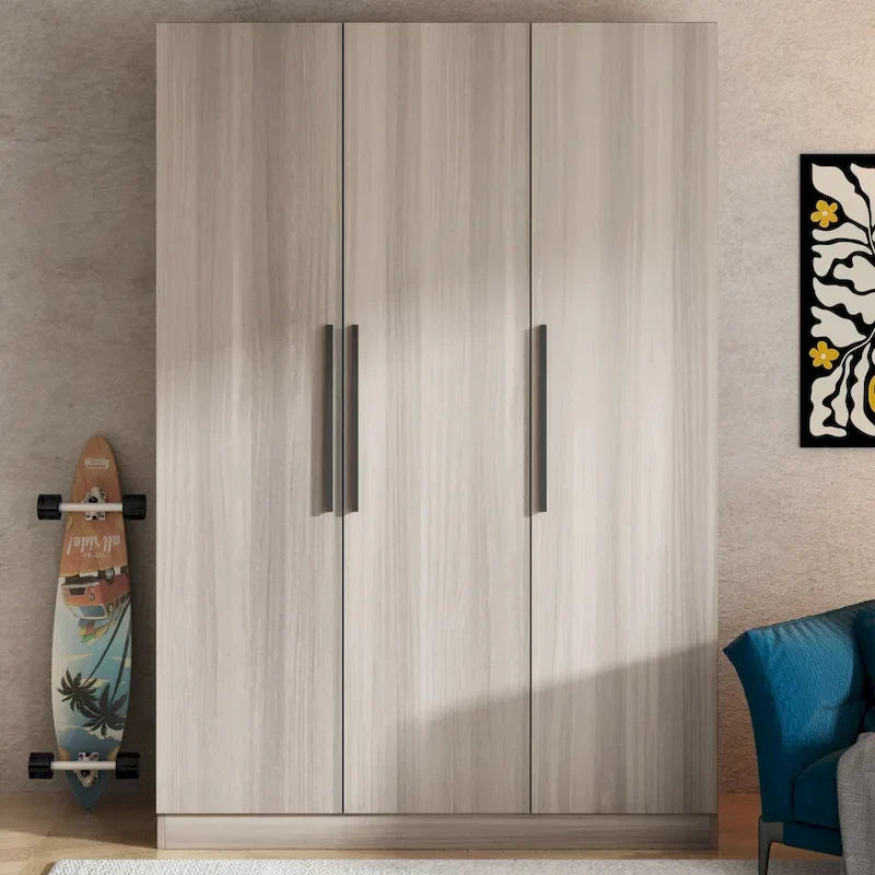 Guardaroba Armadio Mobile in Legno con 6 Cubi Contenitori e Asta Appendiabiti