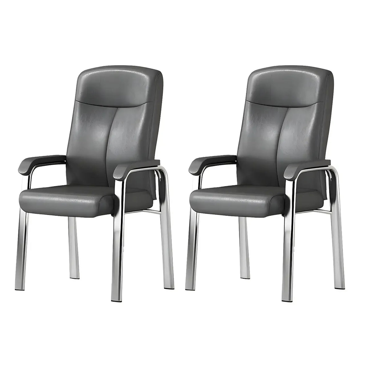 Sedia da ufficio HomeyFad moderna in pelle e metallo a 4 gambe con braccioli