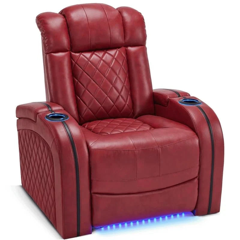 Poltrona reclinabile MCombo con poggiatesta regolabile, sedile home theater a doppio motore con porta USB, pelle traspirante HTS411