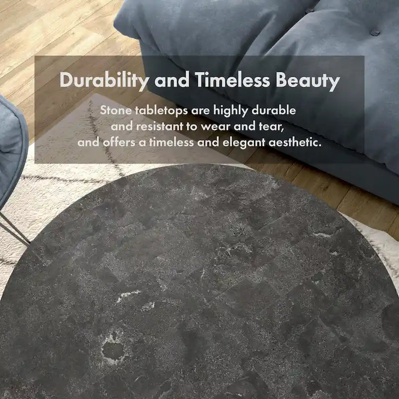 Set da 3 pezzi Lars Modern con tavolo rotondo, ripiano in marmo, robusta base decorativa in metallo di Furniture of America