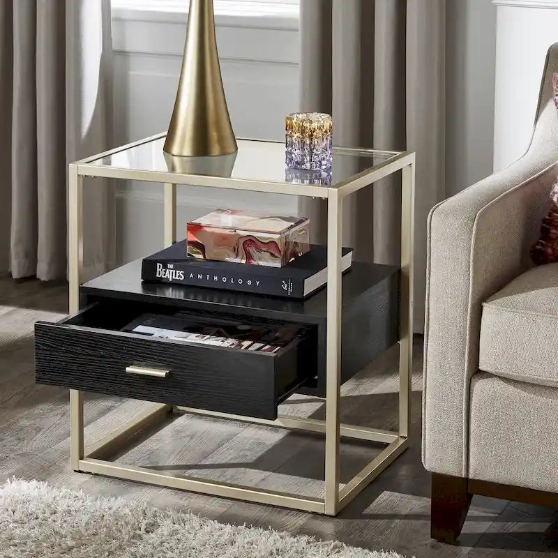 Table d'appoint Spumante Champagne Silver Finish avec rangement par iNSPIRE Q Bold